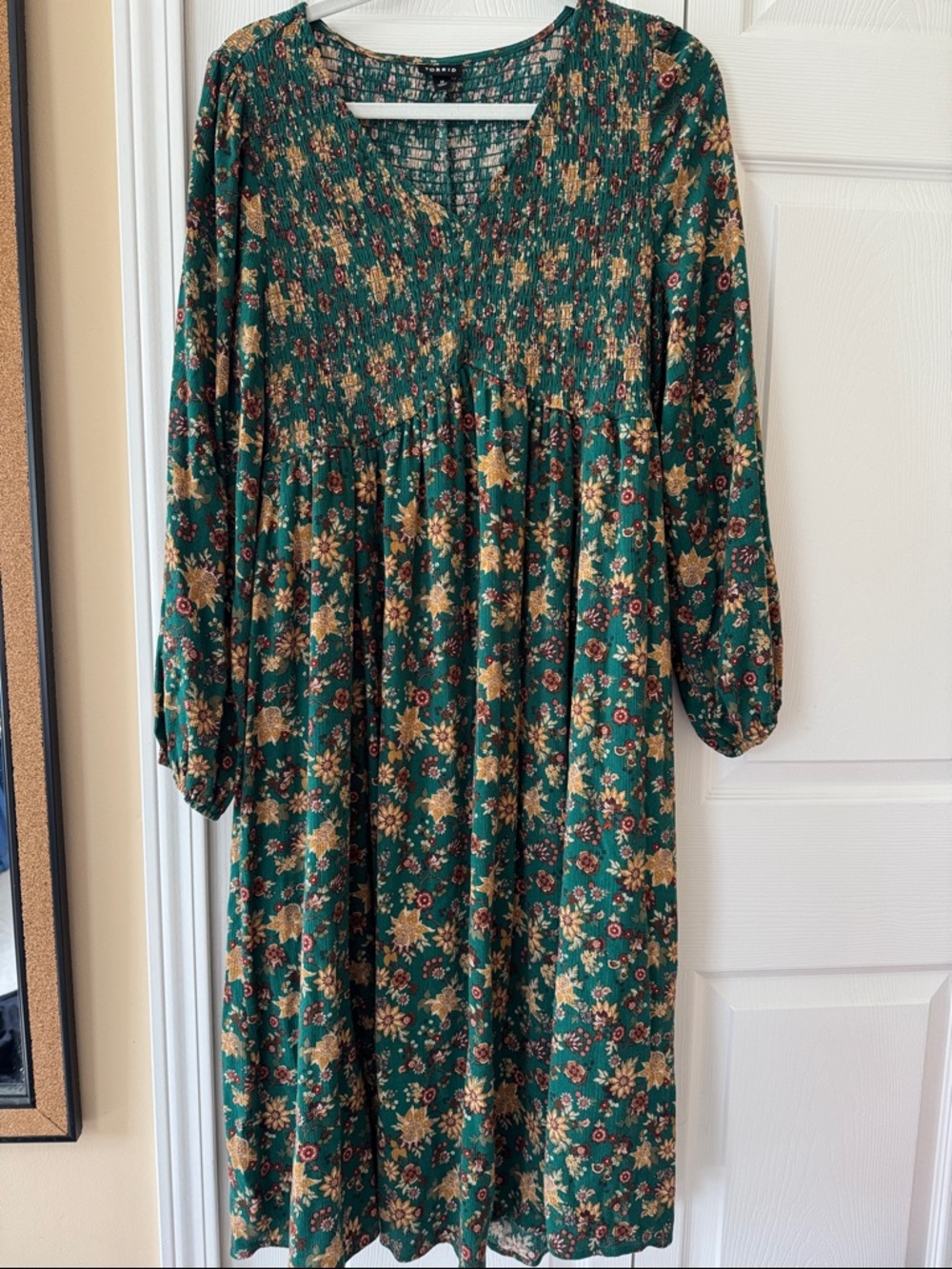 Torrid Green Floral Long-Sleeve Women's Dress Size 0